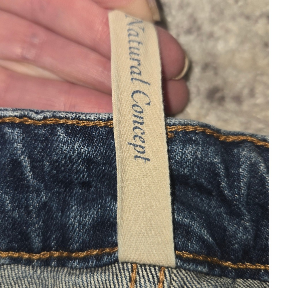 Acquaverde Blue Flare Leg Denim Jeans Snap Button Hem Medium Wash Bell bottom - Picture 10 of 16